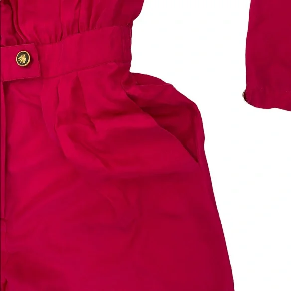Saks Fifth Avenue Women's Vintage Fuchsia Long Sleeve Jumpsuit Size M - Picture 9 of 14